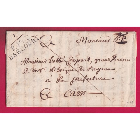 MARQUE P13P HARCOURT CALVADOS 1825 INDICE 15 POUR CAEN LETTRE
