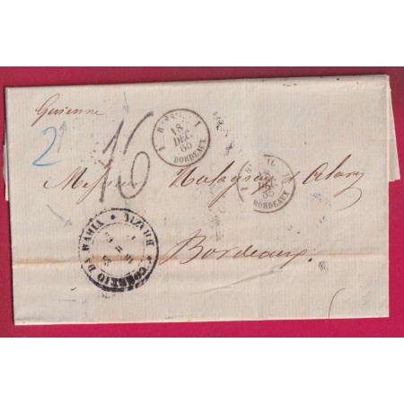 CAD CORREIO DA BAHIA BRAZIL 1865 NAVIRE GUIENNE ENTREE BORDEAUX 1 GIRONDE  POUR BORDEAUX LETTRE