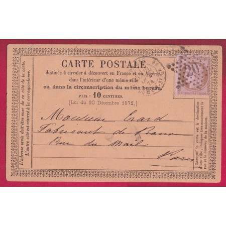 N°58 PARIS ETOILE 20 R ST DOMque ST GN 56 POUR PARIS CARTE PRECURSEUR LETTRE