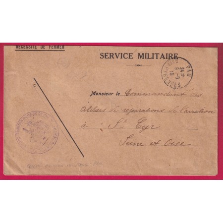 CERCLE AVIATION MILITAIRE PAU BASSES PYRENEES 1915 POUR ST CYR SEINE ET OISE LETTRE