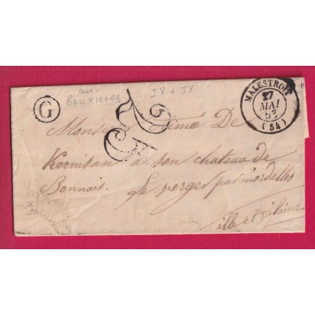 CAD TYPE15 MALESTROIT MORBIHAN BOITE RURALE G AUX BOUXIERES POUR MORDELLES ILLE ET VILAINE LETTRE