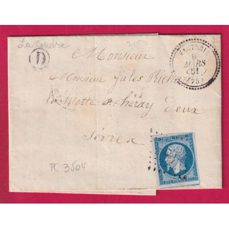 N°14 PC 3504 VAUTEBIS DEUX SEVRES BOITE RURALE D LA COUDRE POUR LA MOTTE ST HERAYE LETTRE