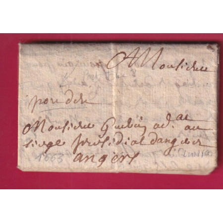 LETTRE DE 1663 AVEC MENTION PORT DU POUR ANGERS MAINE ET LOIRE A IDENTIFIER LETTRE