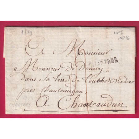 MARQUE CHARTRES 1779 EURE ET LOIR LENAIN N°6 INDICE 16 POUR CHATEAUDUN LETTRE