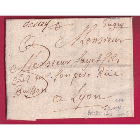 MARQUE MANUSCRIT BELLEY + BUGEY AIN 1750 LENAIN N°1A INDICE 13 POUR LYON LETTRE