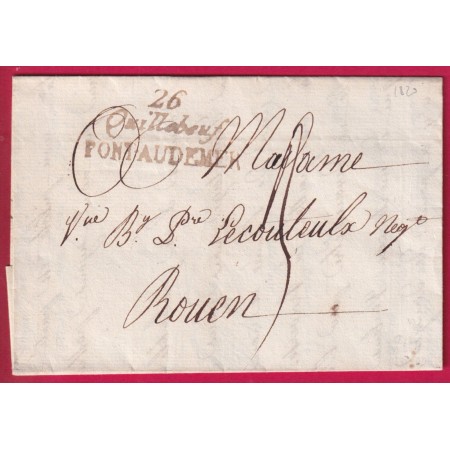 DOUBLE CURSIVE QUILLBEUF PONT AUDEMER EURE POUR ROUEN 1820 INDICE 18 SIGNE POTHION AU DOS LETTRE