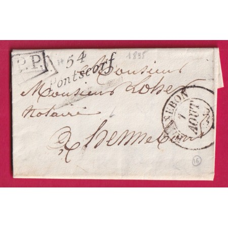 MARQUE 54 PONTSCORF MORBIHAN + PP NOIR CAD TYPE 13 HENNEBON  POUR HENNEBONT TAXE 1 LOCAL AU DOS LETTRE