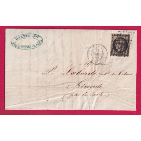 N°3 GRILLE PARIS SEINE 1849 POUR GIRONDE LETTRE