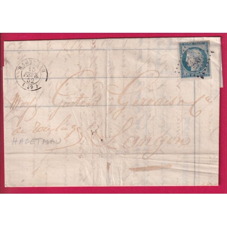N°4 PC 1483 HAGETNAU LANDES POUR LANGON GIRONDE LETTRE