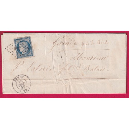 N°4 PC 511 BREST FINISTERE POUR GIRONDE 1852 LETTRE