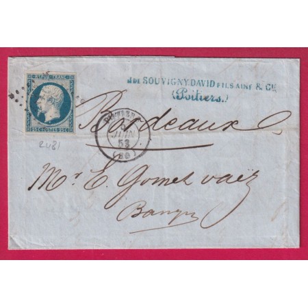 N°10 PC 2481 POITIERS VIENNE POUR BORDEAUX LETTRE