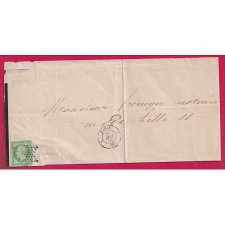 N°12 PARIS 1 60 1 ETOILE PLEINE 1856 POUR PARIS LETTRE