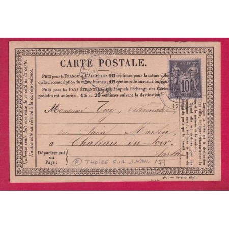 N°89 CAD ?? BOITE RURALE F THOIRE SUR DINAN POUR CHTEAU DU LOIR SARTHE LETTRE