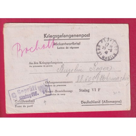 WW2 PRISONNIER DE GUERRE STALAG VIF CACHET ILLUSTRE ABEILLE PARIS 29.8.1941 LETTRE