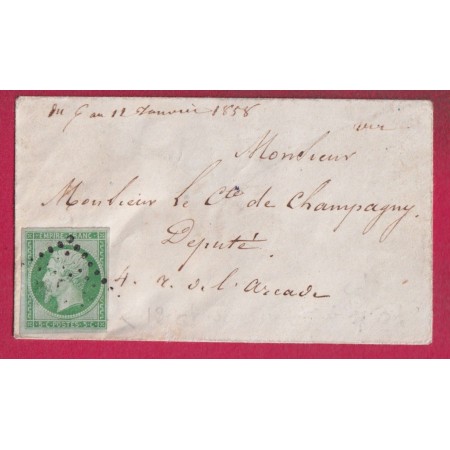 N°12 PARIS BUREAU F POUR PARIS SANS CAD SEUL SUR LETTRE LOCAL PEUT ETRE JOUR DE L'AN LETTRE