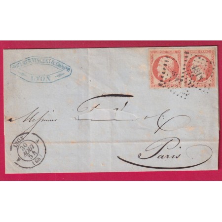 N°16 SUR PAILLE TB PC 1818 LYON BUREAU A POUR PARIS LETTRE