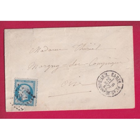 N°22 LOSANGE -20- PARIS R ST GN DOMQUE ST GN,56 POUR MARGNY LES COMPIEGNES OISE LETTRE