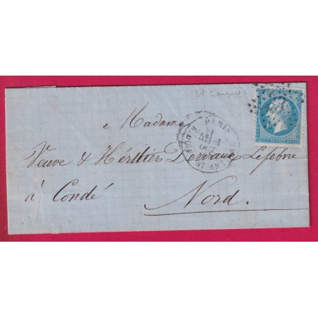 N°22 PARIS RARE ETOILE TRONQUEE 23 R DU FG ST ANTOINE POUR CONDE NORD LETTRE