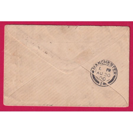 N°90 AMIENS SOMME 1900 TAXE ANGLAISE 2 FBD POUR MANCHESTER ANGLETERRE LETTRE