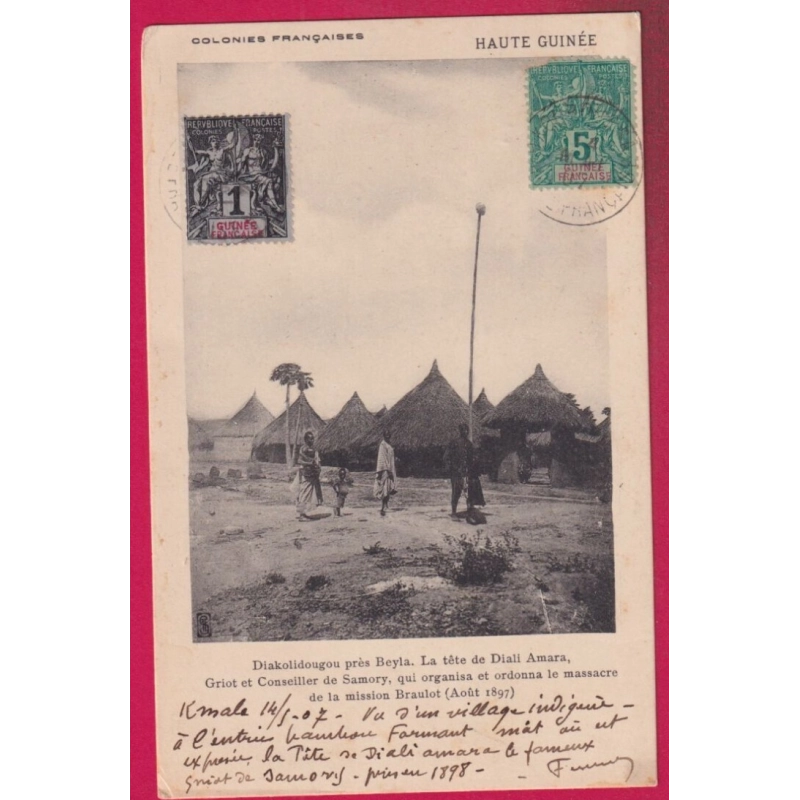 KOUROUSSA GUINEE FRANCAISE 1907 CARTE POSTALE POUR CASTRES TARN LETTRE