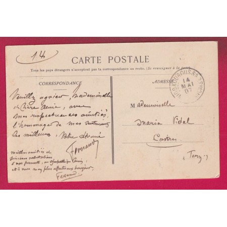 KOUROUSSA GUINEE FRANCAISE 1907 CARTE POSTALE POUR CASTRES TARN LETTRE