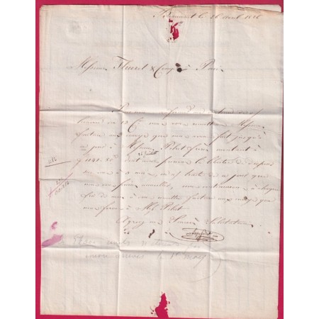 MARQUE 66 DELLE HAUT RHIN POUR PARIS 1826 TEXTE DE BEAUCOURT LETTRE