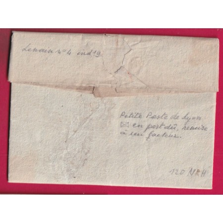 PETITE POSTE DE LYON REMISE AU FACTEUR 1795 POUR ST GENIS LAVAL LES ADMINISTRATEURS DU RHONE DISTRICT DE LA CAMPAGNE