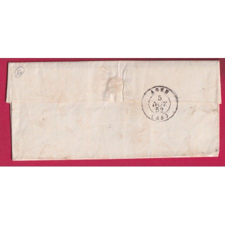 CURSIVE 45 COCUMONT + TYPE 15 MEILHAN 1852 POUR AGEN INDICE 16 LETTRE