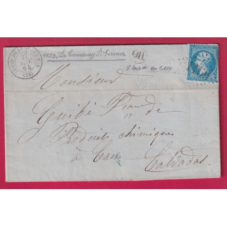 N°22 GC 1159 LE COUDRAY ST GERMER OISE OR ST AUBIN EN BRAY POUR CAEN CALVADOS LETTRE