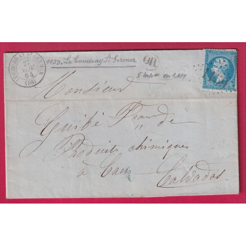 N°22 GC 1159 LE COUDRAY ST GERMER OISE OR ST AUBIN EN BRAY POUR CAEN CALVADOS LETTRE