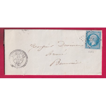 N°14 PC 1273 FEUQUIERES OISE CAD TYPE 22 POUR BEAUVAIS LETTRE