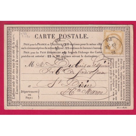N°55 CAD TYPE 16 DIE DROME POUR ST DIZIER HAUTE MARNE CARTE PRECURSEUR LETTRE