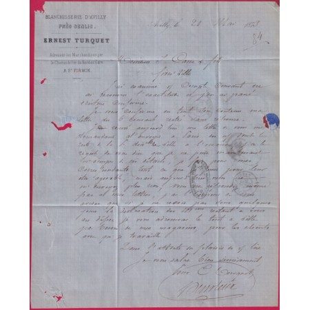 N°60 GC 3374 SENLIS OISE OR AVILLY POUR LILLE FIVES NORD LETTRE