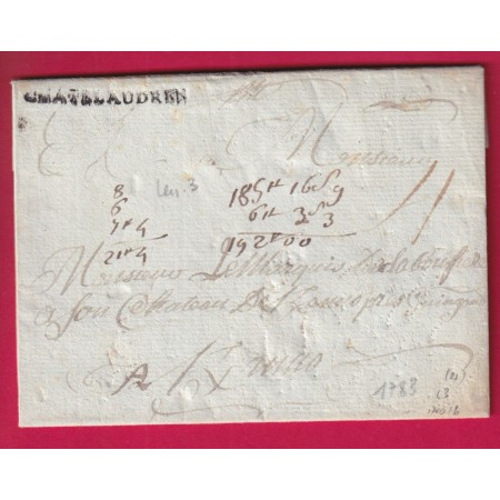 MARQUE CHATELAUDREN COTES DU NORD 1783 LENAIN N°3 INDICE 16 TEXTE DE LANVOLLON LETTRE
