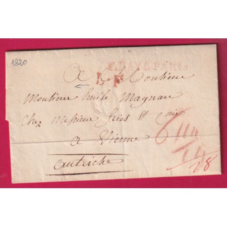 MARQUE P PAYE PARIS 1820 + LF LETTRE FRANCAISE POUR WIENNE WIEN AUTRICHE AUSTRIA LETTRE