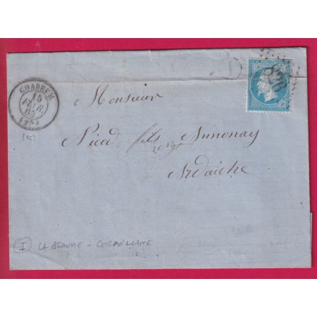 N°22 GC 826 CHABEUIL DROME BOITE RURALE I LA BEAUME CORNILLANE POUR ANNONAY ARDECHE LETTRE