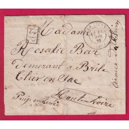 GUERRE 1870 ARMEE DU RHIN CAD LES LILAS SEINE PARIS POUR BRIVE CHARENSAC 14 SEPT 1870 LETTRE