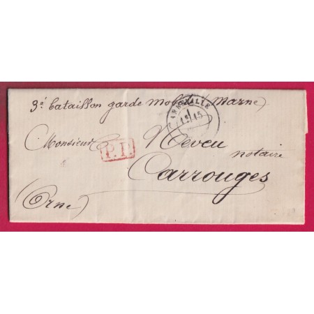 GUERRE 1870 ABBEVILLE SOMME 15 SEPT 1870 GARDE MOBILE DE LA MARNE POUR CARROUGES ORNE LETTRE