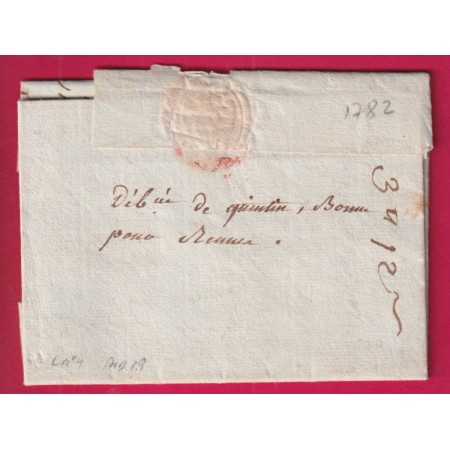 DEBOURSE MANUSCRIT DE QUINTIN COTES DU NORD 1782 LENAIN N°4 INDICE 19 DEPART GUINGAMP LETTRE