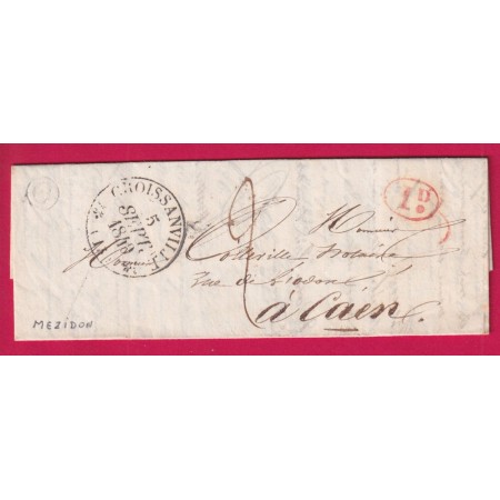 CAD TYPE 12 CROISSANVILLE CALVADOS BOITE RURALE C MEZIDON DECIME RURAL POUR CAEN LETTRE