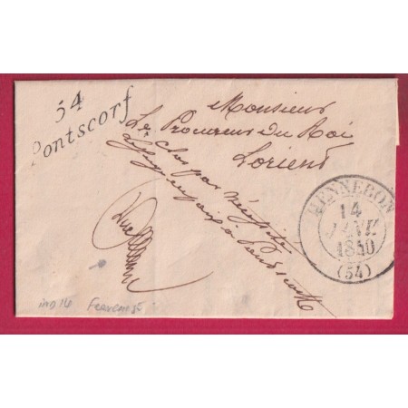 CURSIVE 54 PONTSCORF MORBIHAN CAD TYPE 13 HENNEBON FRANCHISE LE JUGE DE PAIX POUR LORIENT INDICE 14 LETTRE