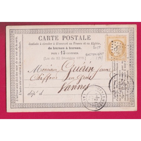 N°55 GC 3058 QUESTEMBERT MORBIHAN POUR VANNES CARTE PRECURSEUR LETTRE