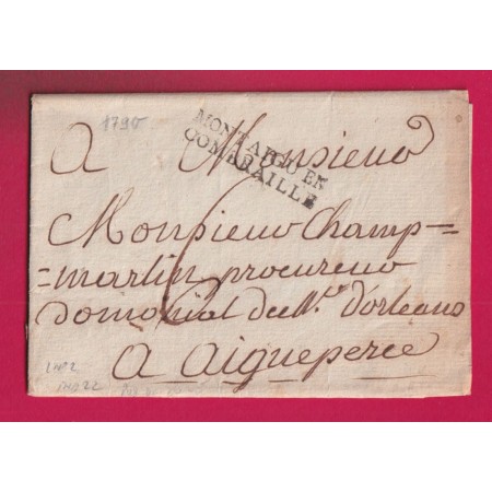 MARQUE MONTAIGU EN COMBRAILLE PUY DE DOME 1790 LENAIN N°2 INDICE 22 POUR AIGUEPERSE LETTRE