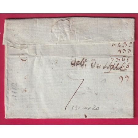 DEBOURSE DE LILLE NORD 1782 LENAIN N°31 INDICE 20 DEPART ROYE SOMME LENAIN N°2 POUR TOURCOING LETTRE
