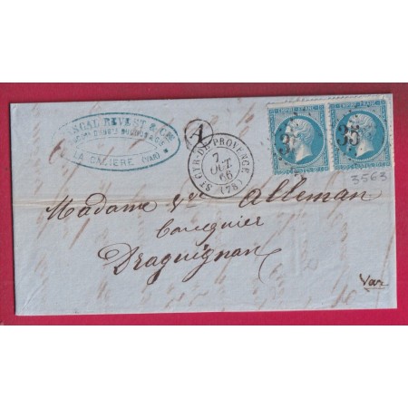 N°22 PAIRE GC 3563 ST CYR DE PROVENCE VAR BOITE RURALE A  LA CADIERE POUR DRAGUIGNAN LETTRE