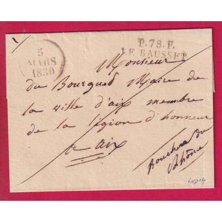 MARQUE P78P LE BAUSSET VAR 1830 POUR AIX BOUCHES DU RHONE INDICE 14 LETTRE
