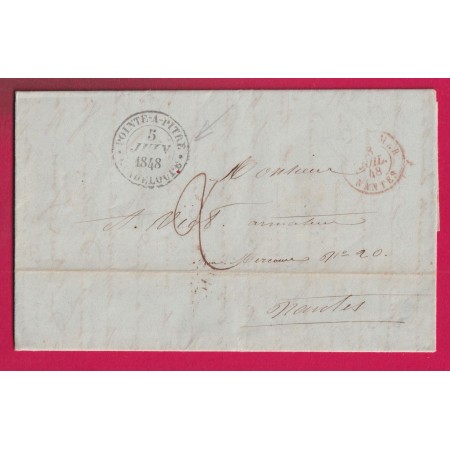 CAD POINTE A PITRE GUADELOUPE 1848 ENTREE OUTREMER NANTES POUR NANTES TAXE 2 DOUBLE PORT LOCAL LETTRE