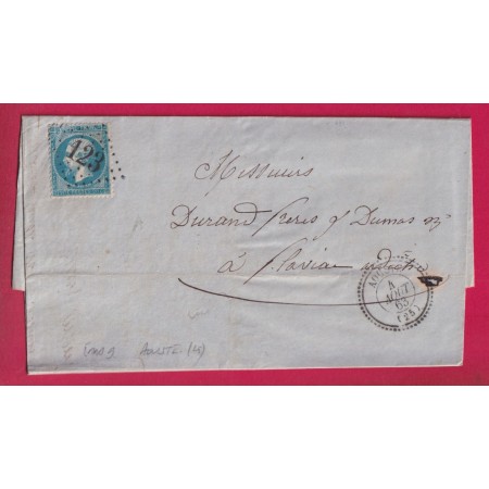 N°22 GC 123 AOUSTE DROME CAD TYPE 22 POUR FLAVIAC ARDECHE LETTRE