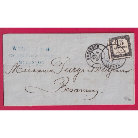 TAXE N°4A 25C SUR 15C LITHO BESANCON 5 SEPTEMBRE 1871 SIGNE CALVES LETTRE