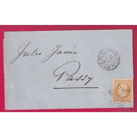 N°13 PARIS ETOILE PLEINE CAD 1520 BUREAU E POUR PASSY LES PARIS RECETTES REUNIES LETTRE